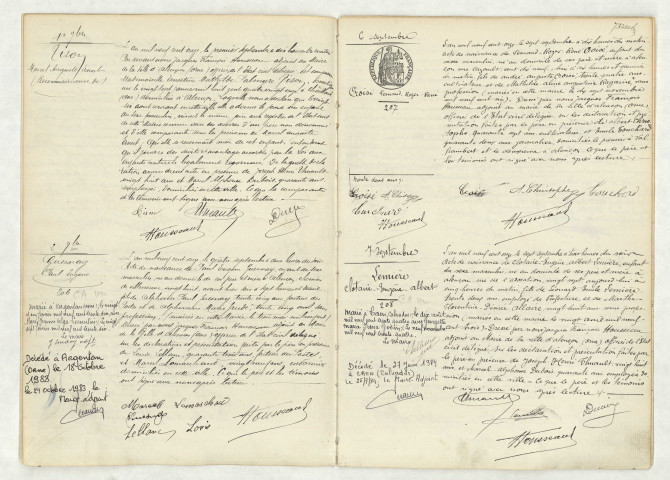 Reconnaissance de TISON Marcel Auguste Ernest (1er septembre 1911),acte de naissance de GUESNAY Paul Eugène (2 septembre 1911),acte de naissance de CROISE Fernand Roger René (6 septembre 1911),acte de naissance de LEMIERE Clotaire Eugène Albert (7 septembre 1911).