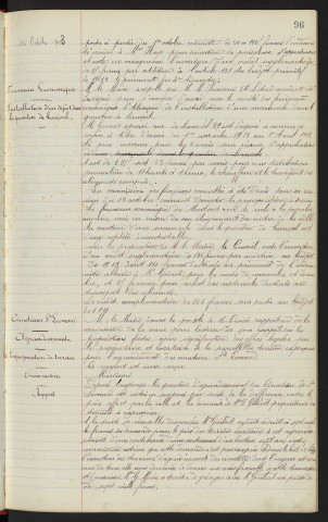 Ecole de filles de la maison d'Ozé, demande d'indemnité présentée par la Directrice. Fourneau économique, installation d'un dépôt dans le quartier de Lancrel. Cimetière Saint-Léonard, agrandissement, expropriation de terrain, transaction : Rapport