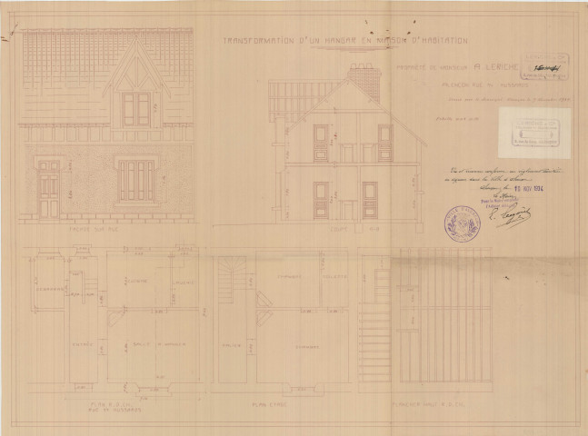 permis de construire n°31, Transformation d'un hangar en maison d'habitation Rue 14e Hussard Alençon, (date de décision : 1934).