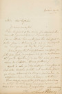 Lettre autographe signée de l'écrivain Edouard Plouvier à l'acteur Adolphe Laferrière (sd).