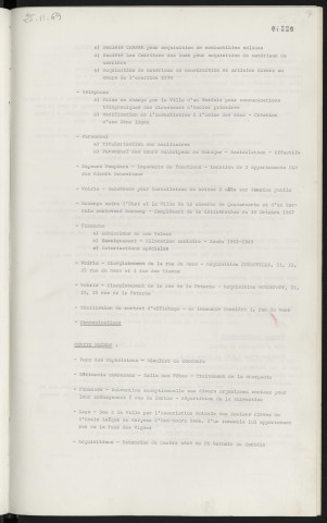 Sommaire sur les affaires à délibérer.