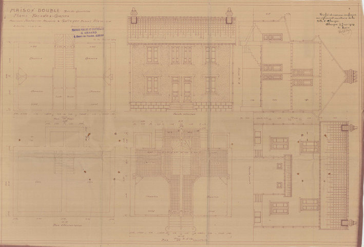 permis de construire n°27, Construction de deux maisons d'habitation Route de Courteille Alençon, (date de décision : 07/06/1929), (auteur du projet, architecte : GERARD (entrepreneur)).