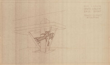 Groupe scolaire Emile Dupont, bâtiment des filles (architecte Emmanuel Besnard-Bernardac), décoration dans le cadre du1% culturel , "la connaissance" (artiste sculpteur René Letourneur), plan, esquisse du projet de sculpture.