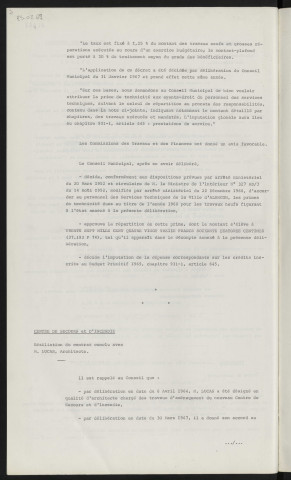 Personnel, prime de technicité. Centre de secours et d'incendie, résiliation du contrat conclu avec Mr LUCAS, architecte.