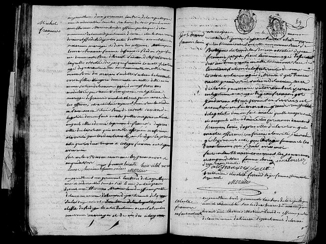 Acte de naissance de MICHEL François (22 mars 1795),acte de naissance de GOT Armand François Louis (22 mars 1795),acte de naissance de MARCHAND Céleste François enfant naturel (22 mars 1795).