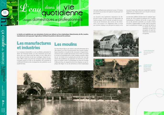 Journées européennes du Patrimoine 2022, exposition "Oh ça coule de source, le patrimoine s'infiltre" : panneau in situ 11, L'eau dans la vie quotidienne, usages domestiques et professionnels.