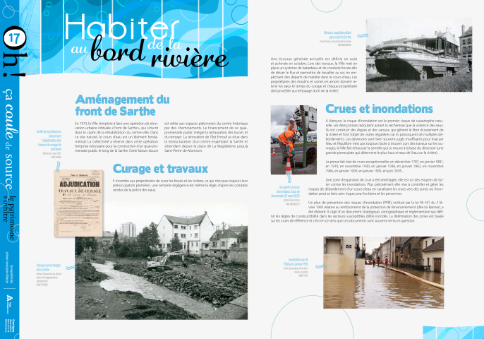 Journées européennes du Patrimoine 2022, exposition "Oh ça coule de source, le patrimoine s'infiltre" : panneau in situ 17, Habiter au bord de la rivière.