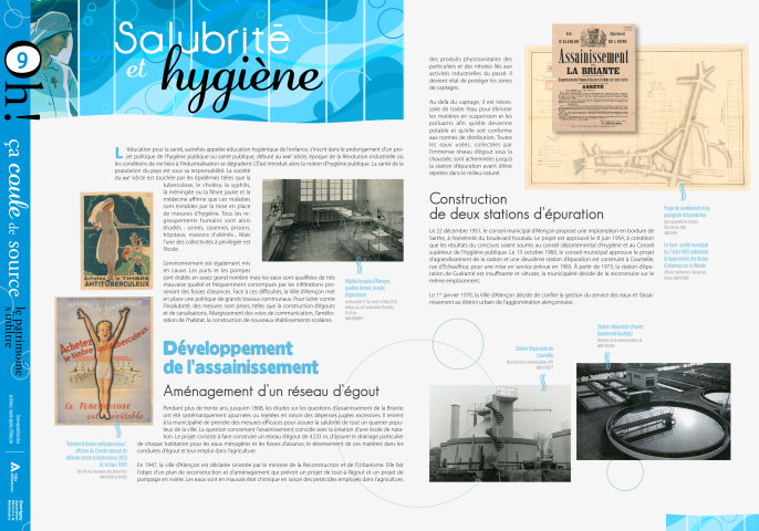 Journées européennes du Patrimoine 2022, exposition "Oh ça coule de source, le patrimoine s'infiltre" : panneau in situ 9, Salubrité et hygiène, développement de l'assainissement.